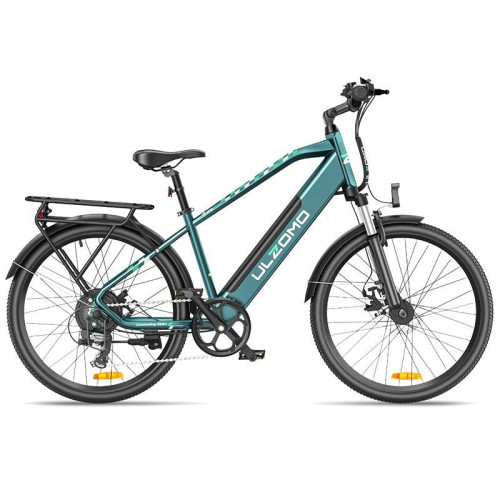 Bicicleta electrica Ulzomo Metro 26 E-bike, 250W, 36V 17Ah, autonomie 100km, viteza maxima 25km/h, Green, 26''
