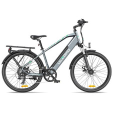 Bicicleta electrica Ulzomo Metro 26 E-bike, 250W, 36V 17Ah, autonomie 100km, viteza maxima 25km/h, Grey, 26''