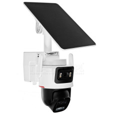 Camera supraveghere 4G cu lentila duala si panou solar Dahua IPC-PTS2649C-3E3Z-4GB20-3684/0280B-PRO, 3 MP, 2.8, 3.6 mm/8.4 mm, lumina alba 50 m, acumulator 7800 mAh, microfon si difuzor, auto-tracking, slot card
